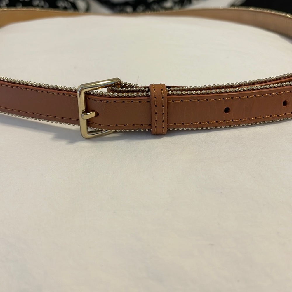 J crew skinny belt brown with gold embellishment